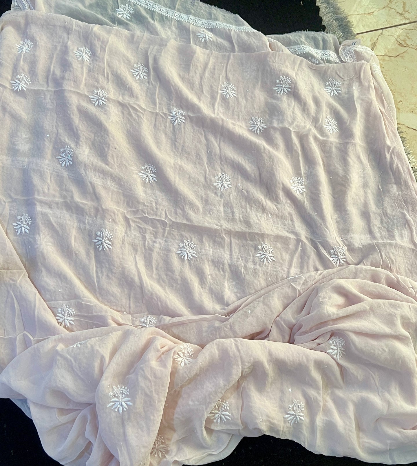 Suhaan Powder pink Chikankari pearl sequins work kurta and dupatta
